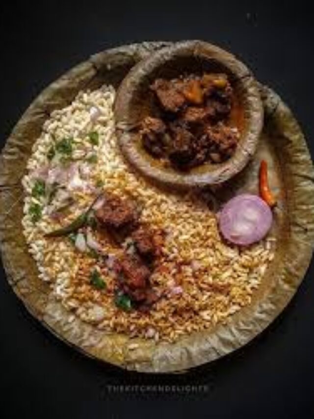 Odisha Famous Food || Mudhi Mansa || Puffed Rice & Mutton Food || Baripada Famous Food